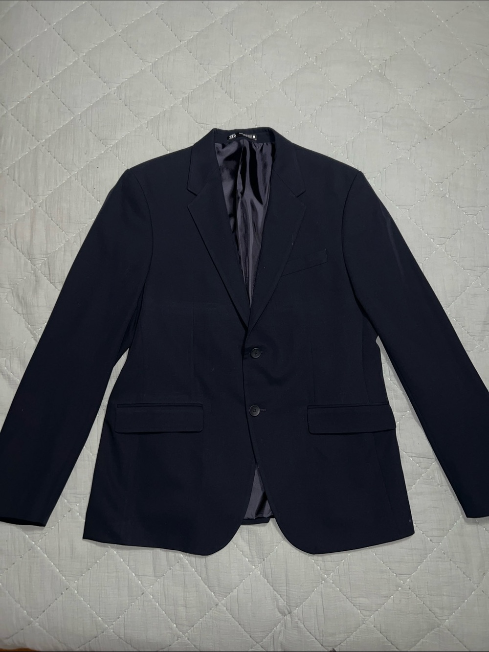 Zara Men's Dark Navy Two-Button Blazer